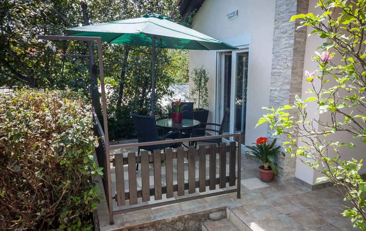 Private terrace with garden umbrella